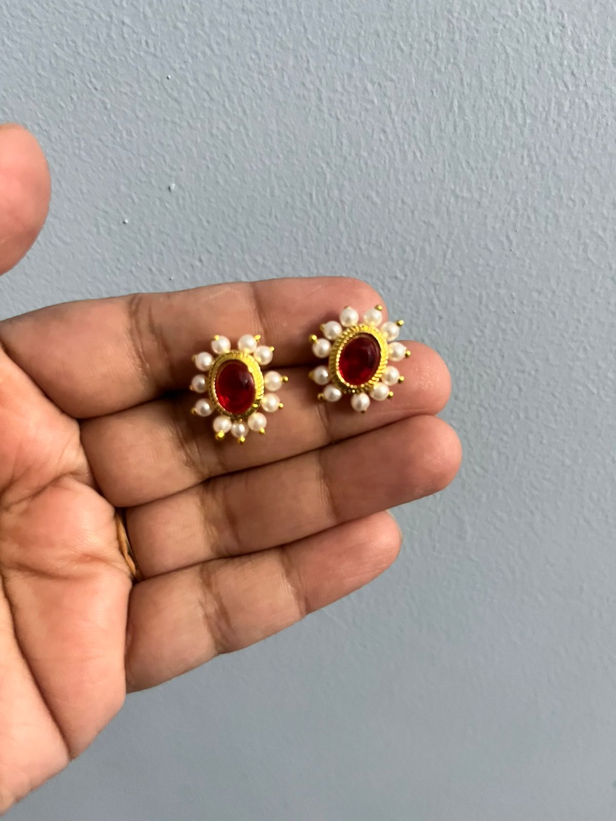 Ruby Pearl Studs