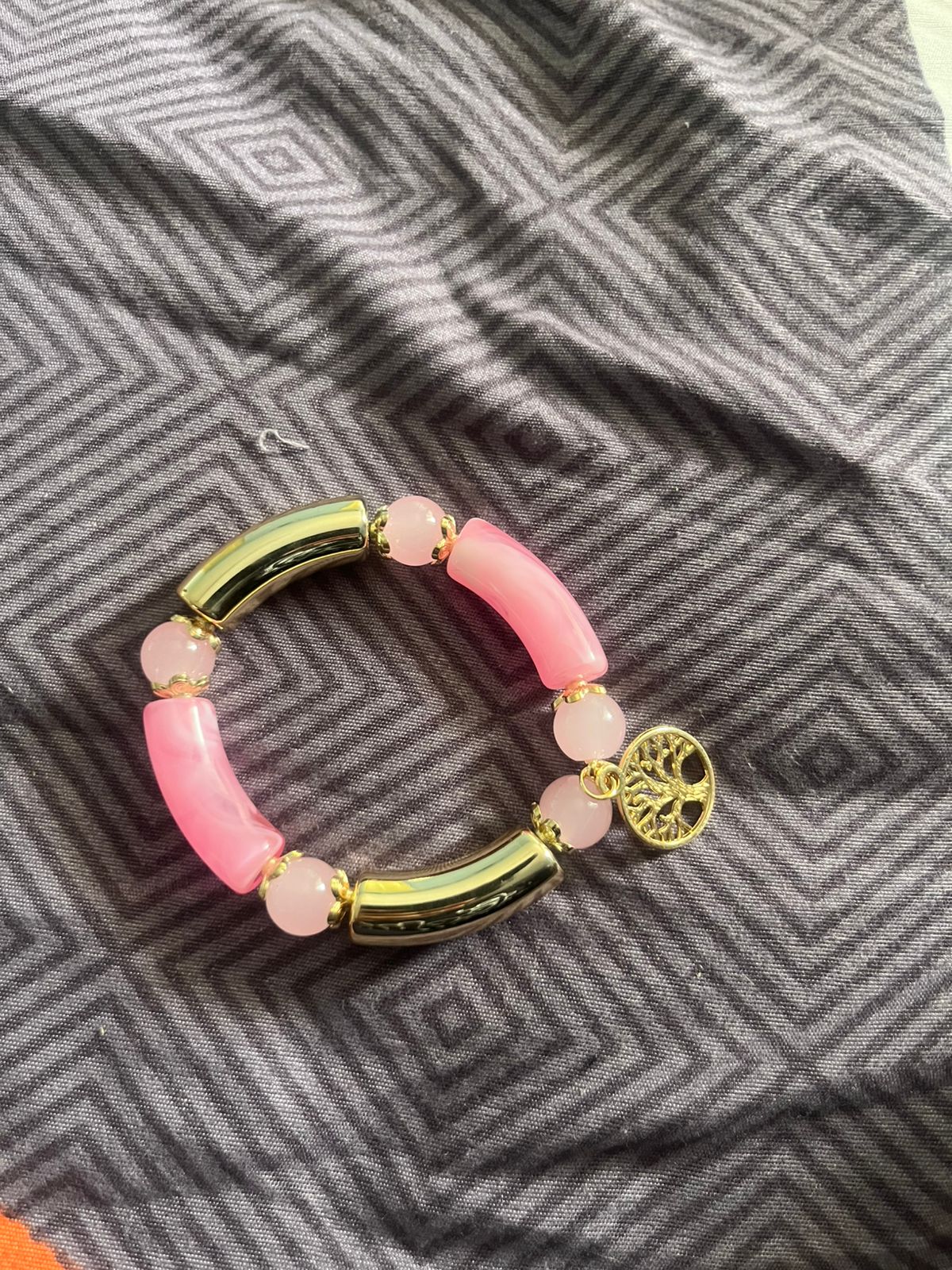 Golden Tube Charm Bracelet