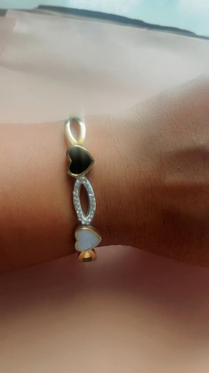 Dual Heart Crystal Cuff Bracelet
