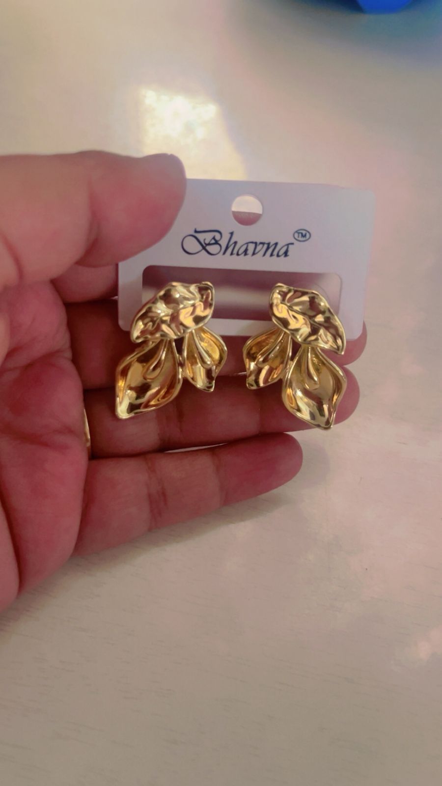 Golden Petal Drop Earrings